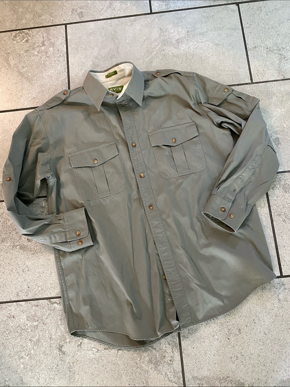 Orvis Men's Olive Cotton Utility Field Shirt